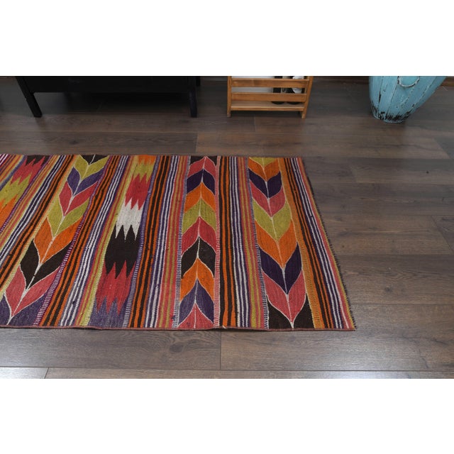 1970s Vintage Handmade Wool Cotton Area Rug For Sale In San Francisco - Image 6 of 11