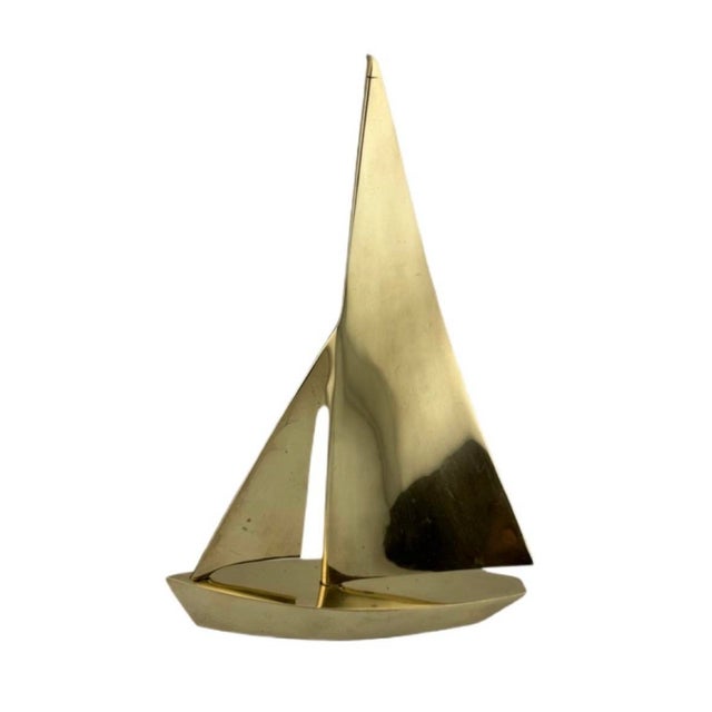 Mid-Century Modern Dolbi Cashier Solid Brass Nautical Sailboat For Sale - Image 3 of 5