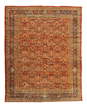Late 19th Century Antique Persian Red Gold Floral Mahal Ziegler Rug
