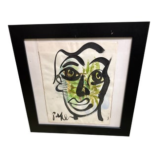 1970s Peter Keil Original Abstract Cubist Portrait Painting For Sale