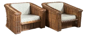 Vintage Pair of Monumental McGuire Ratten Lounge Chairs