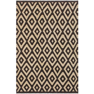 Modern Bauhaus Kilim Hand-Woven Wool Rug -5′10″ × 7′7″ For Sale