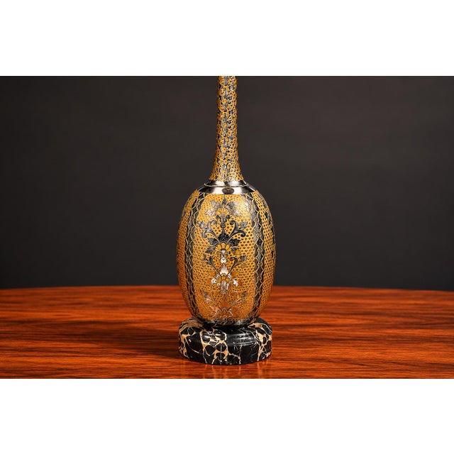 1930s Art Nouveau Table Lamps in Metal, Brass and Marble - a Pair For Sale - Image 15 of 16