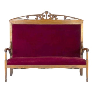 Red Velvet Sofa, Italy, Mid-20th Century For Sale