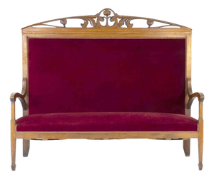 Red Velvet Sofa, Italy, Mid-20th Century