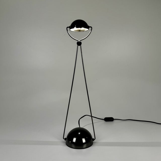 Glossy Black Meridiana Halogen Desk Lamp by Stefano Cevoli for Vermezzo, Italy, 1980s, in Very Good conditions. Designed...