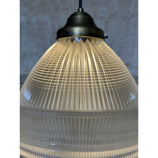 Vintage American Glass and Brass Pendant Light, Circa 1960s For Sale - Image 10 of 12