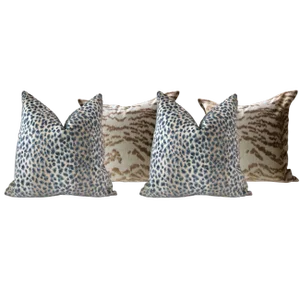 Cowtan & Tout Animal Print Designer Pillow Bundle in Ocelot and Rajah - Set of 4