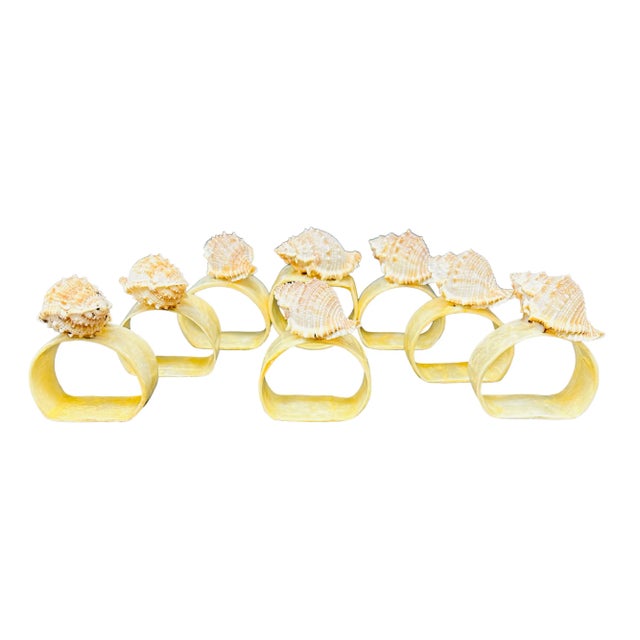 Cream Vintage Capiz and Bursa Rana Shell Napkin Rings a Set of 6 For Sale - Image 8 of 8