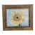 1970s Abstract Sunflower Painting Artist Signed in Dark Rustic Frame For Sale