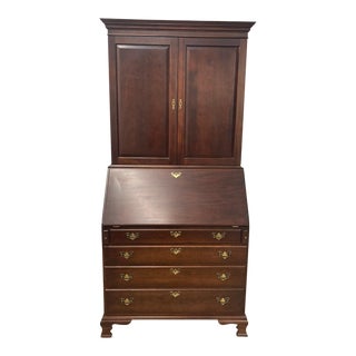 Vintage 1970s Craftique Chippendale Style New Bern Mahogany Secretary Desk For Sale