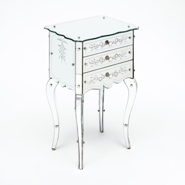 Art Deco Art Deco Period French Mirrored Side Table, Engraved, Circa 1940 For Sale - Image 3 of 9
