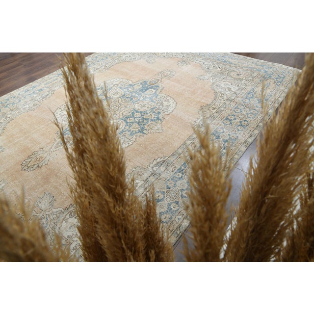 1970s Vintage Persian Handmade Wool Cotton Orange Area Rug For Sale In San Francisco - Image 6 of 11