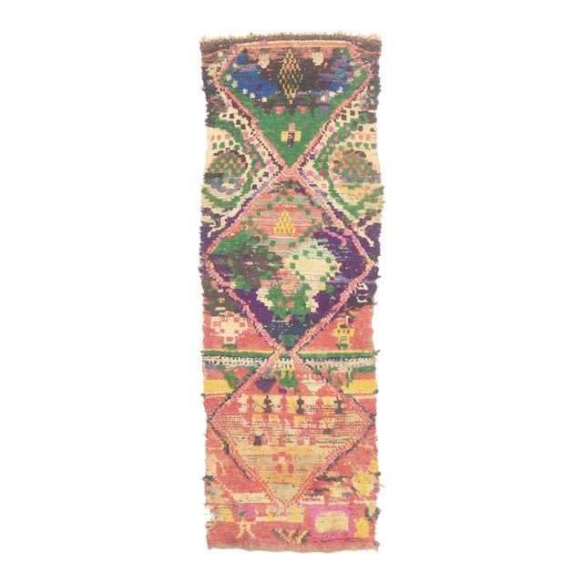 Vintage Boujad Boucherouite Moroccan Rug, 03'00 X 08'05 For Sale