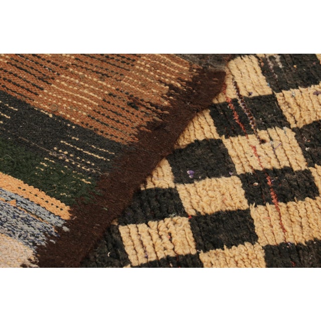 Textile Vintage Moroccan Runner Rug, Black & Beige Checkered Geometric - Rug & Kilim For Sale - Image 7 of 7