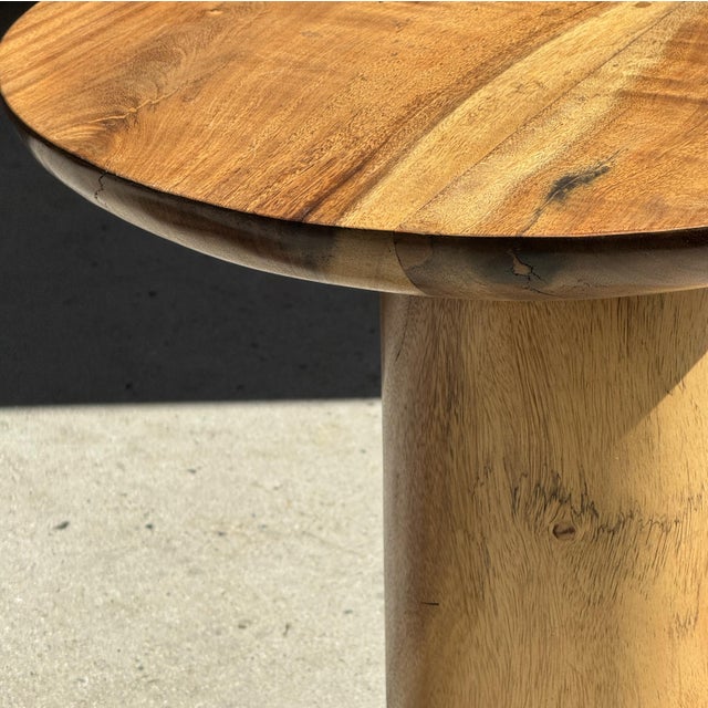 Side Table in Suar Wood with Circular Top and Column Base For Sale - Image 14 of 18