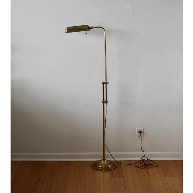 1970s Frederick Cooper Style Brass Pharmacy Library Reading Floor Lamp For Sale - Image 15 of 18