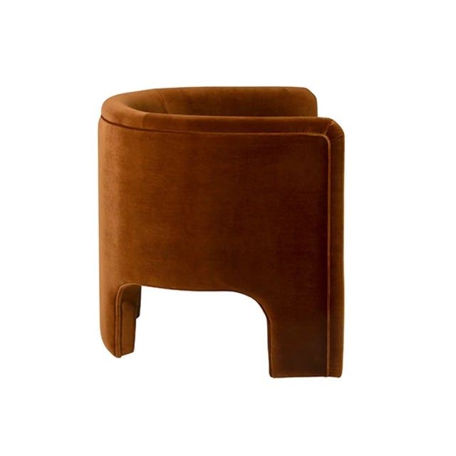 Worlds Away Matthew Izzo Home Lansky Rust Velvet Barrel Chair For Sale - Image 4 of 7