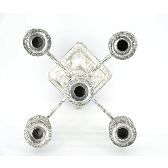 Old English Sheffield Silver Plate Five Arm Tableware Candelabra For Sale In New York - Image 6 of 13