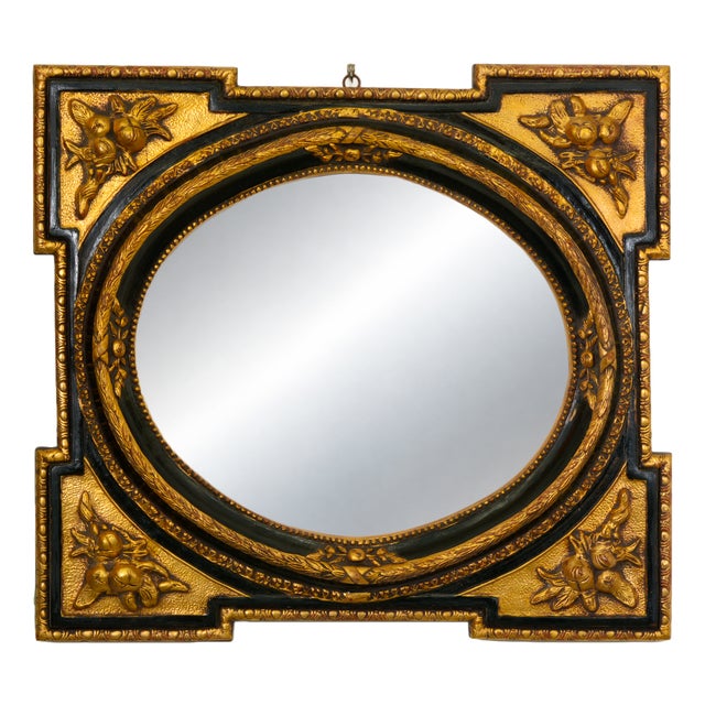 Vintage Neoclassical Empire Italian Giltwood Mirror with Fruit and Laurel Motifs, 1970s For Sale