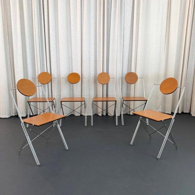 1980s Set of Six Post-Modern r.j.c. Reversible Folding Chairs by René-Jean Caillette For Sale - Image 5 of 9