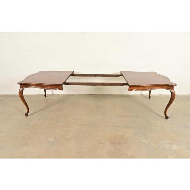 Henredon French Provincial Louis XV Carved Walnut Extension Dining Table With Parquet Top For Sale In South Bend - Image 6 of 15