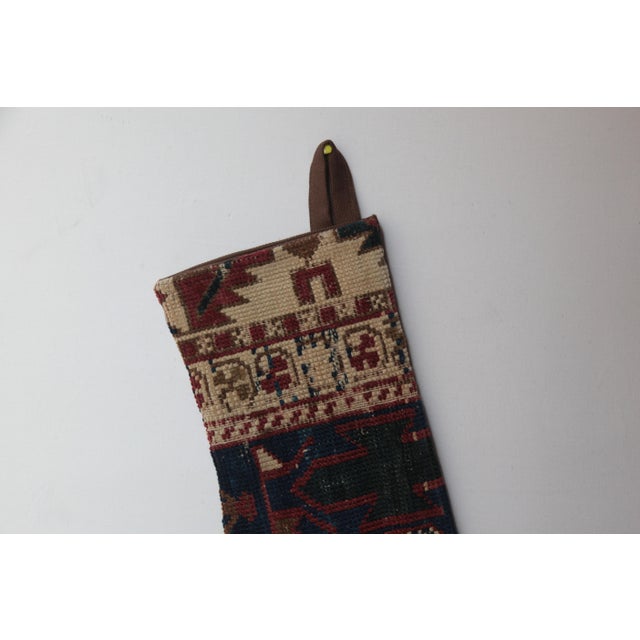 Art Deco Antique Rug Christmas Stocking – Handcrafted Textile Decor -11'' X 18'' Inches For Sale - Image 3 of 6