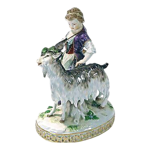 Antique Maiden & Goat Meissen Figurine