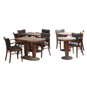 Marble Cafe Table and Chairs in Bentwood, Set of 12