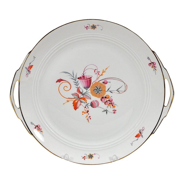 Vintage Art Deco Rosenthal "Tirana" Handled Porcelain Cake Platter For Sale