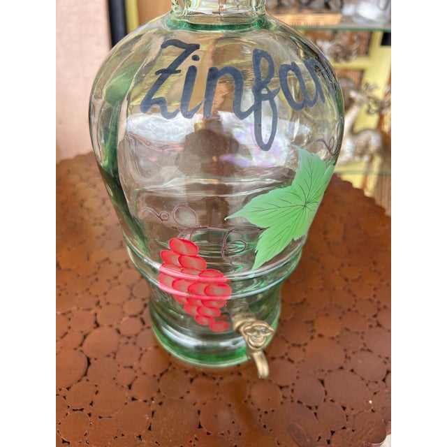 Beautiful Air Blown Glass Decanter with Cork on top and a metal spout for serving. Zinfadel Wine Glass Dispenser. Hand...