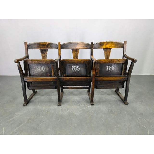 Vintage Czechoslovak Beech Wood Cinema Bench, 1920s For Sale - Image 4 of 18
