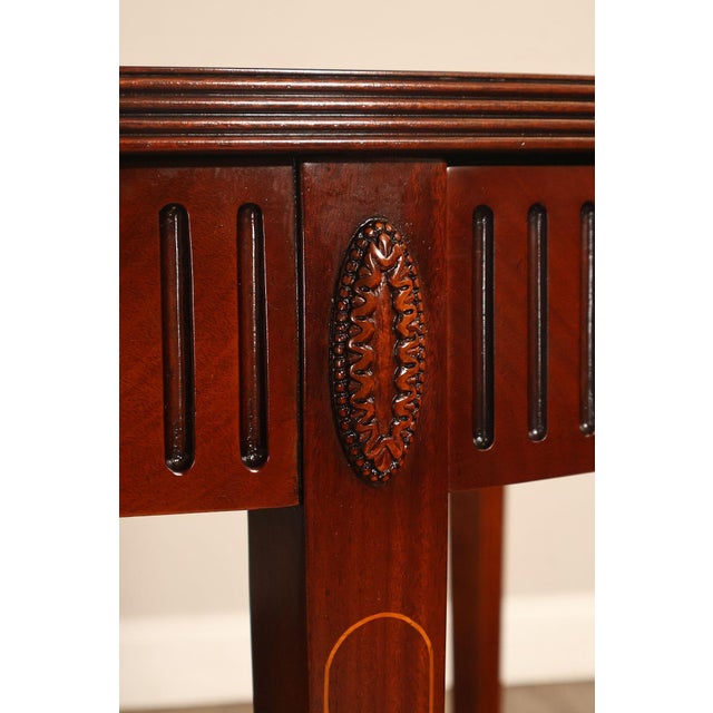 Custom Mahogany Inlaid Demilune Console Table For Sale - Image 10 of 18