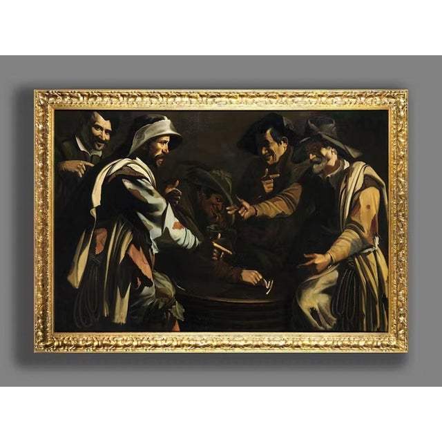 Master of the Flagellation of Cesena, The Morra Players, 1620, Oil on Canvas, Framed For Sale - Image 11 of 11