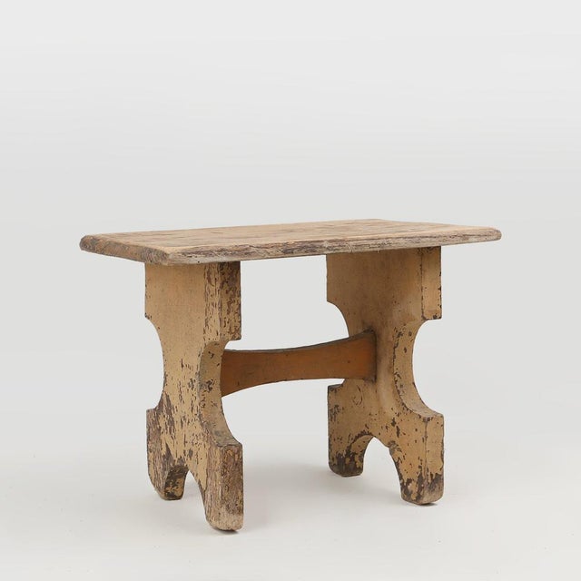Rustic Low Stool in Painted Wood, France, 1900 For Sale - Image 12 of 12