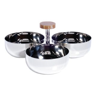 Spiga Stainless Steel Condiment Set, Nickel with Amber Accent For Sale