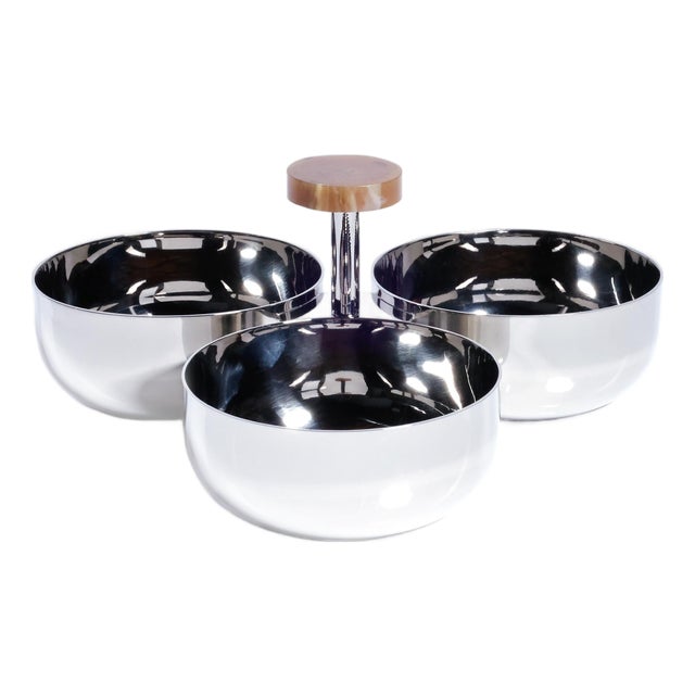 Spiga Stainless Steel Condiment Set, Nickel with Amber Accent For Sale