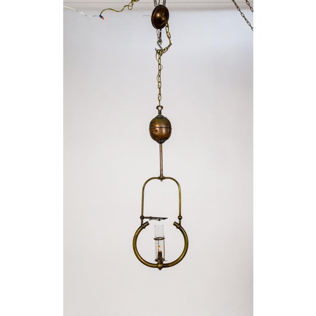 Metal Early 20th Century Electrified Pressure Gas Pendant Lamp For Sale - Image 7 of 8