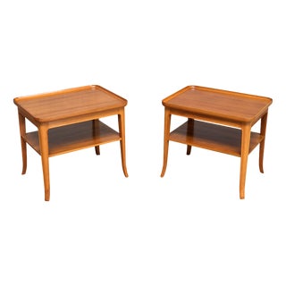 Side Tables in Pearwood and Walnut by Alfred Kvarnholt, Sweden, 1940s, Set of 2 For Sale