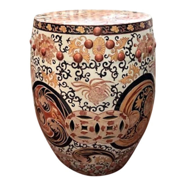 1950s Mid Century Chinese Hand Painted Porcelain Garden Stool For Sale