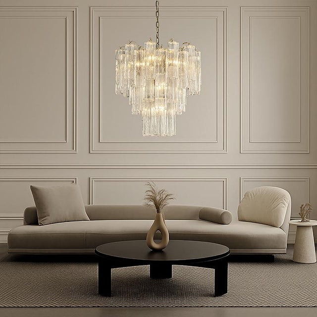 Aloadecor 23'' Mid Century Modern Flower Glass Chandelier in Aged Bronze Elegant Vintage Glam Tiered Pendant Light For Sale In Houston - Image 6 of 7