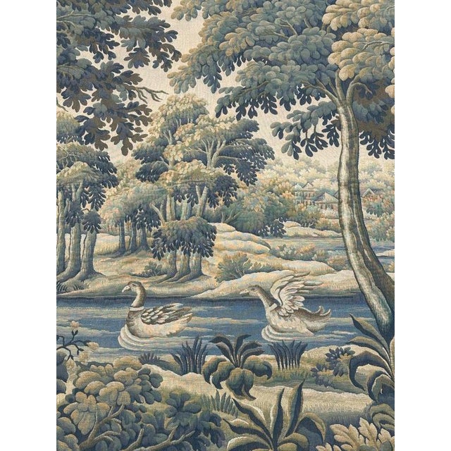 Mid-Century Modern Mid-Century French Aubusson Jacquard Halluin Tapestry verdure Mallard, 1960s For Sale - Image 3 of 18
