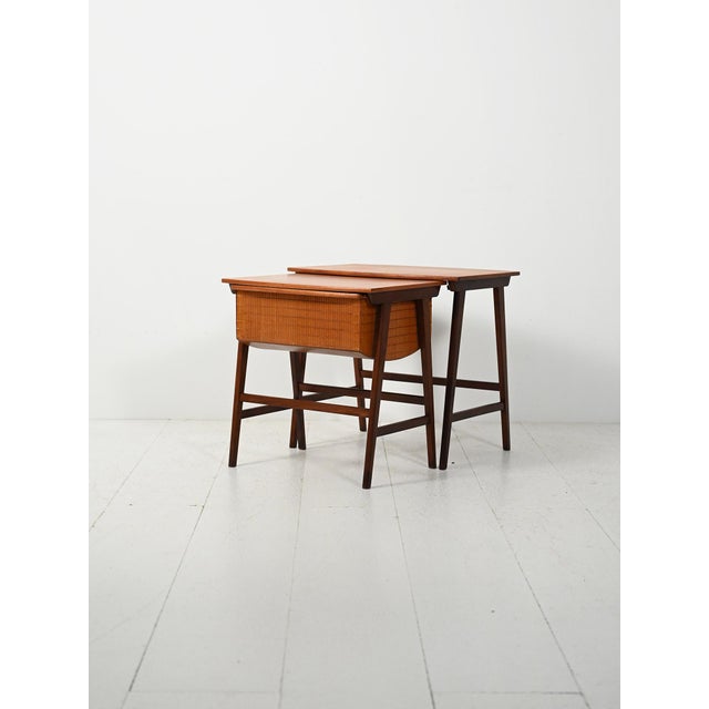 Scandinavian Nesting Coffee Tables with Wool Storage, 1960s, Set of 2 For Sale - Image 14 of 14