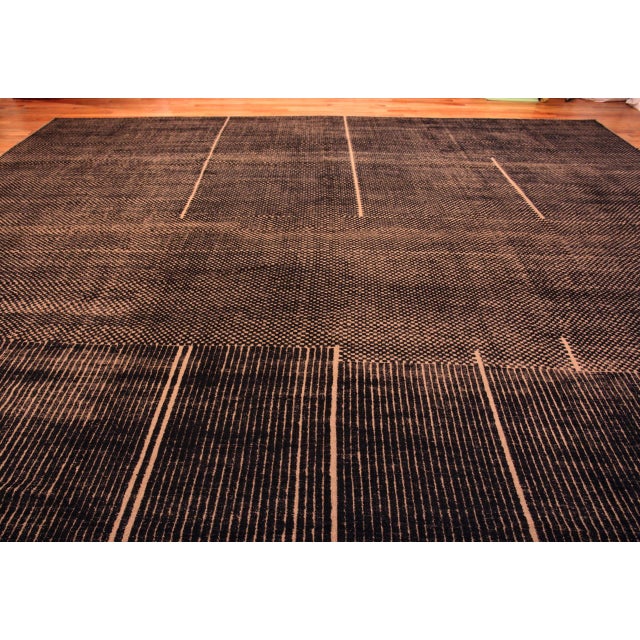 Modern Geometric Charcoal Rug For Sale - Image 9 of 9