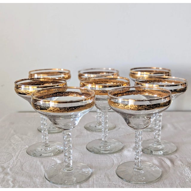 Vintage Libbey 22k Gold Leaf Stemware Set, 3 Sizes- 24 Pieces For Sale In San Diego - Image 6 of 8