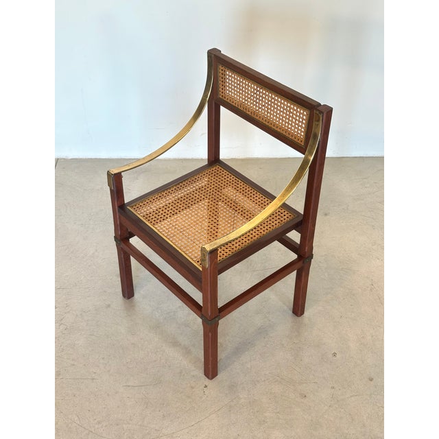 Vienna Straw, Brass and Wood Chairs, 1970s, Set of 4 For Sale - Image 9 of 16