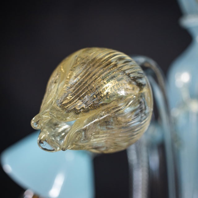 Mid‑Century Murano Glass Chandelier in Celeste Blue Floral Venetian Style in the Manner of Seguso Vetri d'Arte For Sale - Image 18 of 18