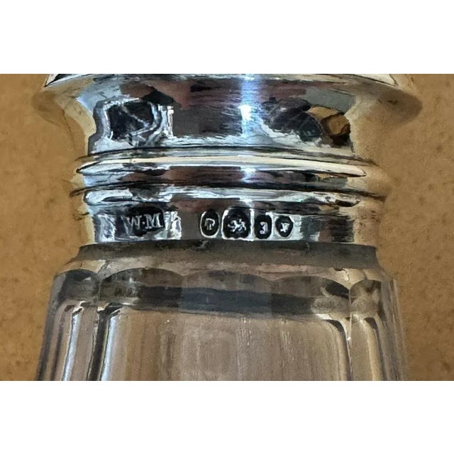 Metal Antique Cut Glass & Sterling Silver Sugar Shaker from William Moulson, 1844 For Sale - Image 7 of 10