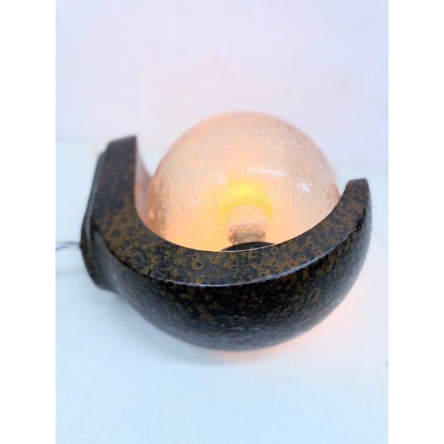 Mid-Century Modern Brutalist Style Wall Lamp in Ceramic and Glass, 1970s For Sale - Image 3 of 12