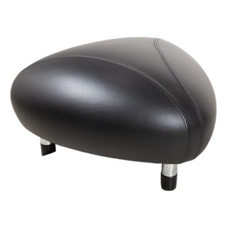 Leather Stool in Black from Leolux For Sale